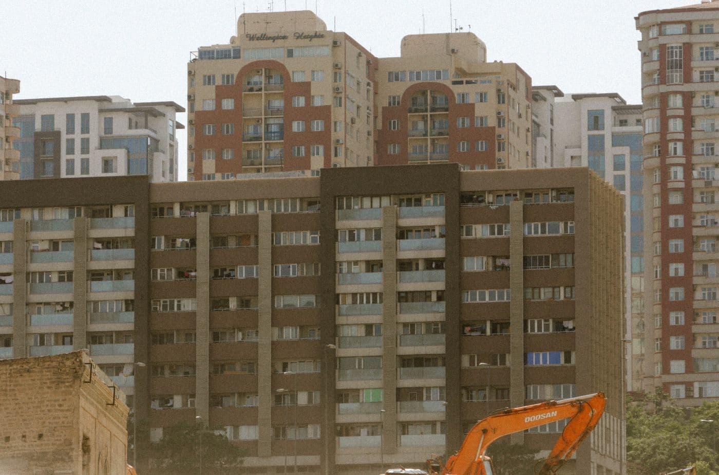 Dense residential apartment blocks in the Katargam area of Surat