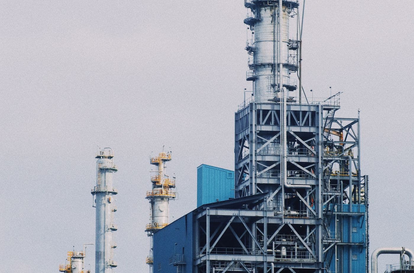 Industrial plant structures against the sky in an industrial estate