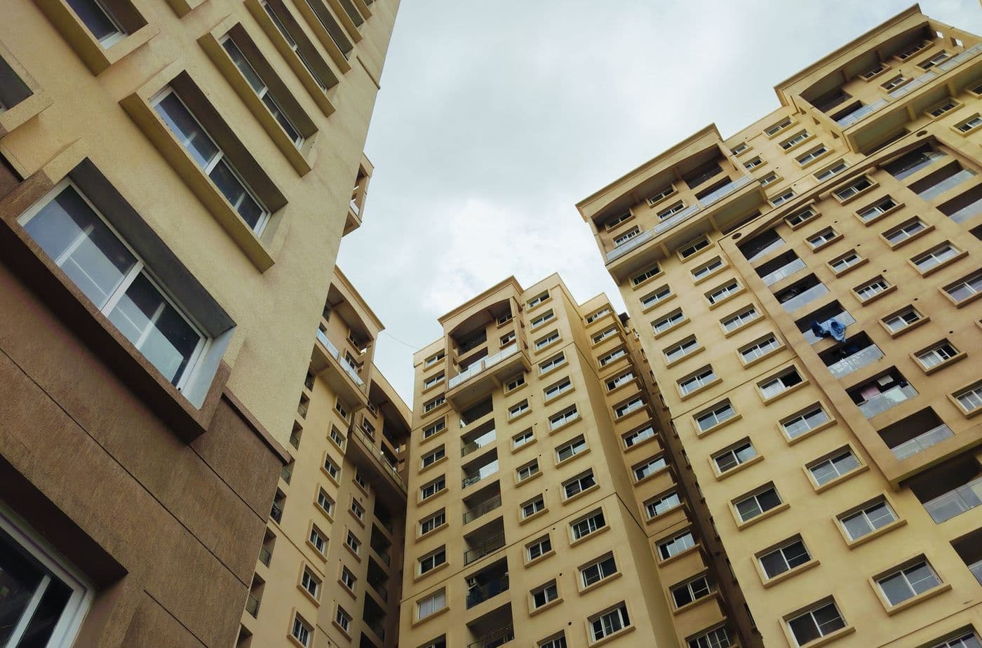 Residential apartment blocks with balconies in the Umra area of Surat